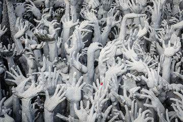 Hands statue of sin men in hell