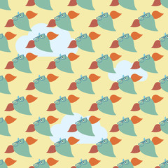 Seamless decorative vector background with owls