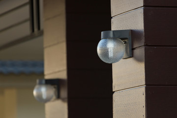 light lamp on front gate of decoration residential house