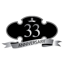 33 anniversary with silver ribbon and crown