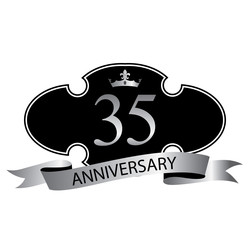35 anniversary with silver ribbon and crown