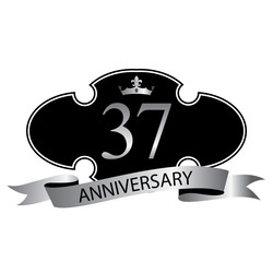 37 anniversary with silver ribbon and crown