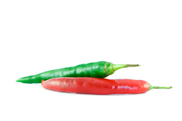red chili on white background