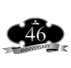 46 anniversary with silver ribbon and crown