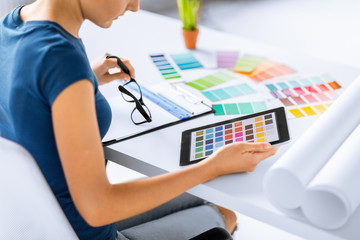 woman working with color samples for selection