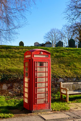 A rural British red telephone box. In Wymeswold, England on 15th January 2016.
