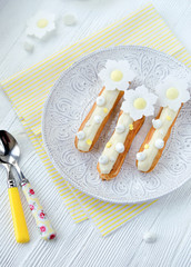 Delicious vanilla eclair 