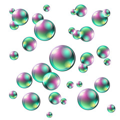colored soap bubbles on a white background Vector illustration