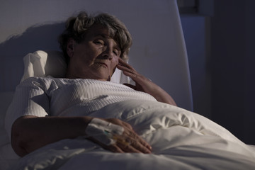 Elderly lady alone in hospital