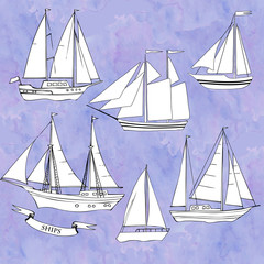 Ships.Set of sketches