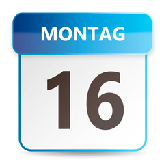 Schöner blauer Kalender mit Wochentag Montag