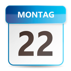 Schöner blauer Kalender mit Wochentag Montag
