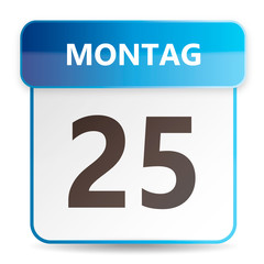 Schöner blauer Kalender mit Wochentag Montag