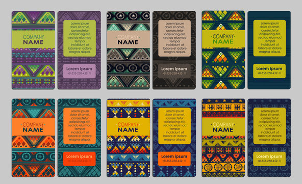 Collection of colorful ornamental business card. It can be used for business cards, invitations, flyers, banners, greeting cards.