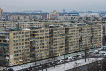 The sleeping quarters in winter, view from the aerial view

