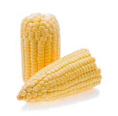 water drops on corn on white background