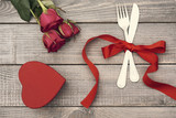 Valentine's decoration on the wood