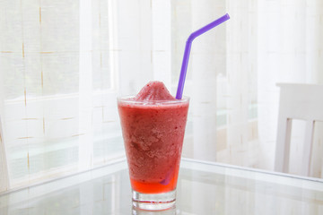 Glass of watermelon smoothie
