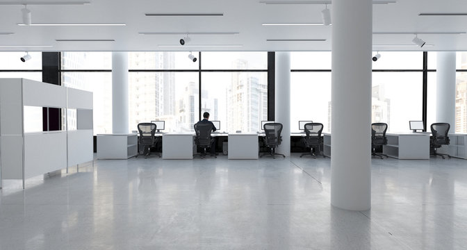 Ufficio con computer, sala progettazione