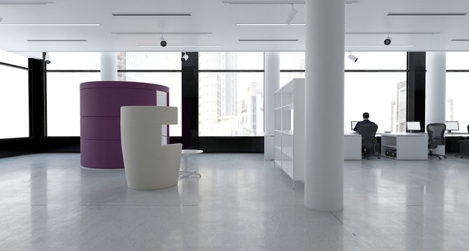 Ufficio con computer, sala progettazione