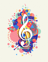 Naklejka premium Music note icon g treble clef concept color shape