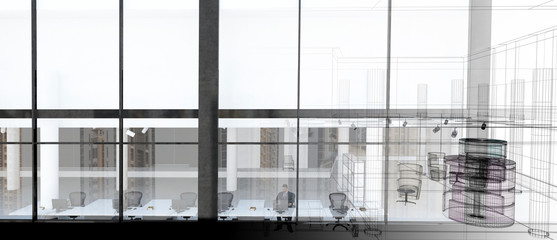 Ufficio con computer, sala progettazione