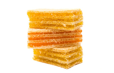 Wafers or honeycomb waffles isolated
