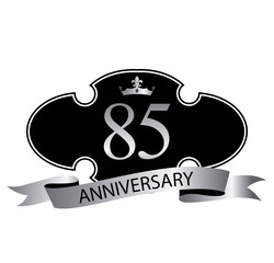 85 anniversary with silver ribbon and crown
