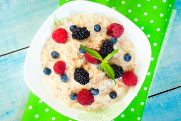 Oatmeal with different berries