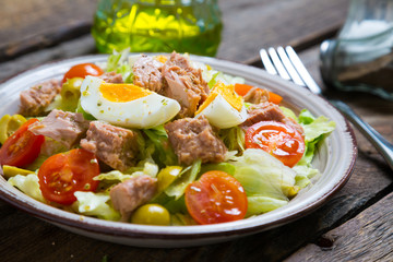 Fresh vegetable salad with tuna