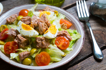 Fresh vegetable salad with tuna
