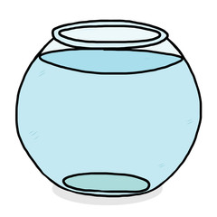 water in glass bowl / cartoon vector and illustration, hand drawn style, isolated on white background.