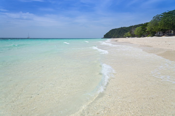 SAND BEACH AND BLUE SEA - tropical sea, thailand