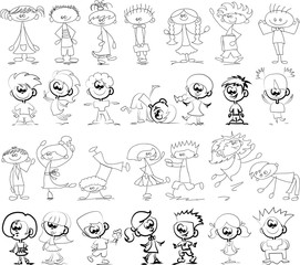 Obraz premium Cute happy cartoon doodle kids