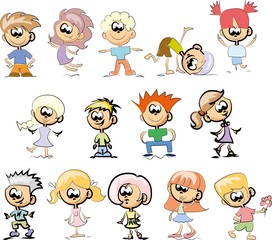 Cute happy cartoon doodle kids