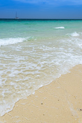 SAND BEACH AND BLUE SEA - tropical sea, thailand