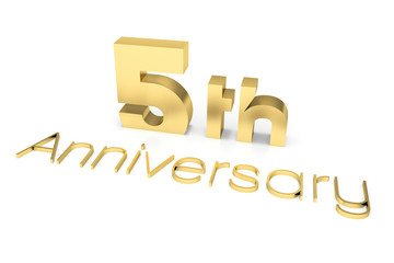 5 th Anniversary 3D Text, Gold Surface