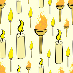 Seamless candles and torch
