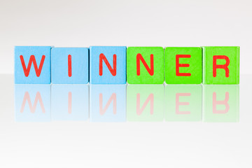 Winner - an inscription from children's blocks