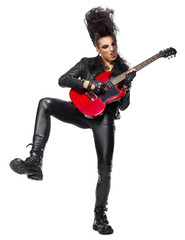 Fototapeta premium Rock musician woman isolated