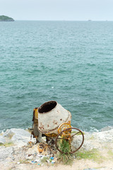 Concrete mixer at the seaside