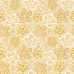 Seamless colorful retro flower background pattern in vector. Cute spring flowers hippi seamless pattern