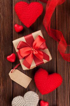 Valentines day gift and hearts