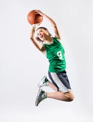 Foto op Plexiglas Young girl basketball player © Boris Riaposov