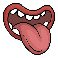 open cartoon mouth with tongue sticking out