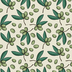 Seamless pattern, green olives