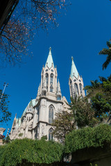 Fototapeta na wymiar Se Cathedral in downtown Sao Paulo in Brazil