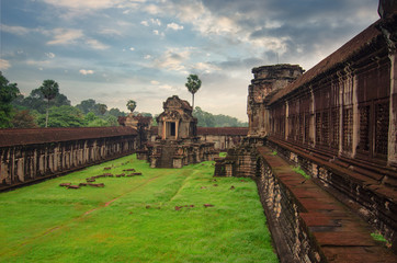 Fototapeta na wymiar Angkor Wat in Cambodia against blue sky