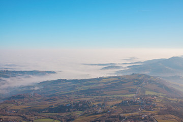 The valley and the city in the mist.