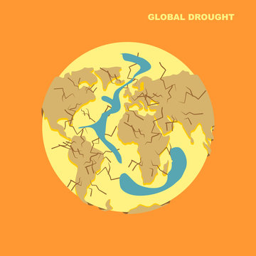 Drought on planet Earth. Natural disaster-dried Earth and sparil